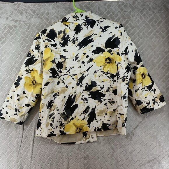 David Brooks Women XL Blazer Silk Floral Artistic Colorful 3/4 Sleeve Open Front - Picture 12 of 16
